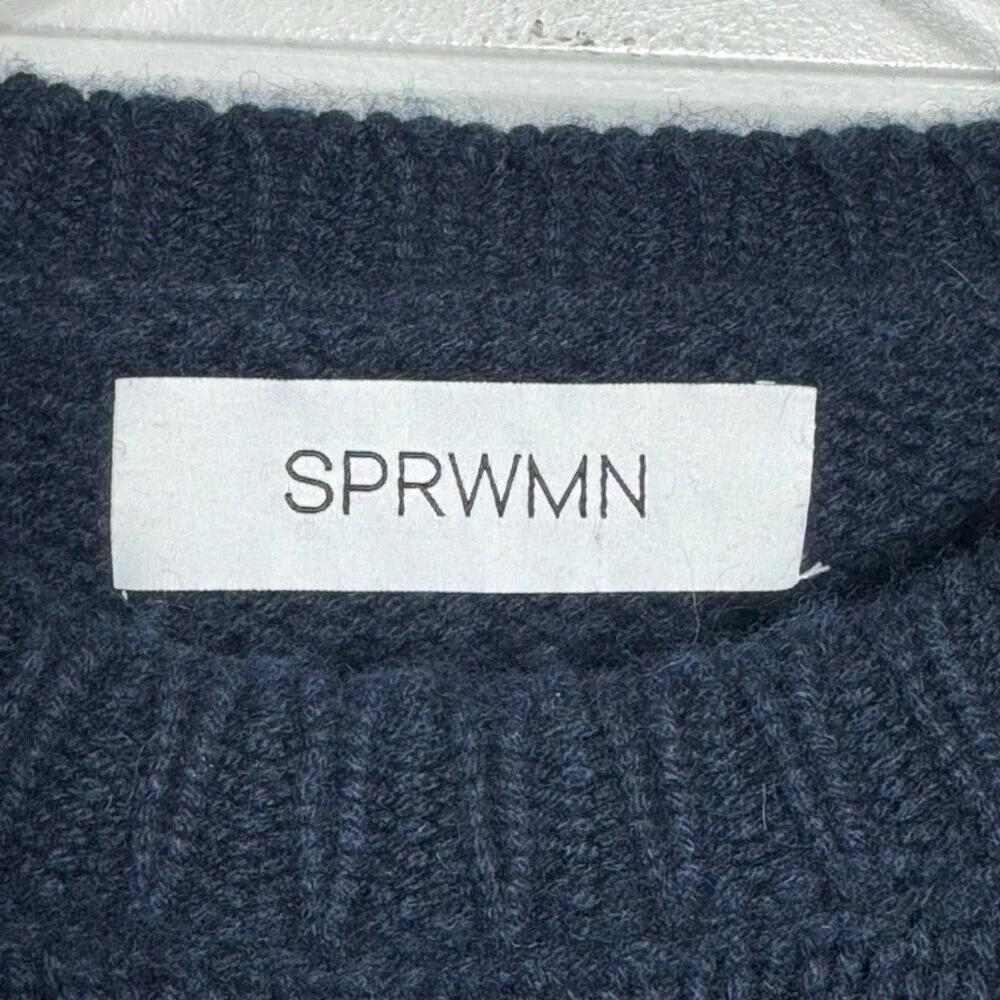 SPRWMN Heavy 100% Cashmere Knit Stretch Oversized sweater Navy Blue Size XS - Picture 6 of 7